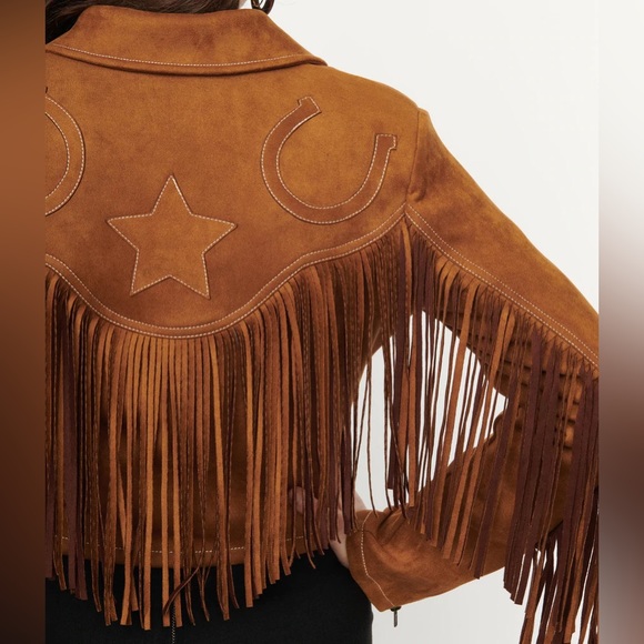 Unique Vintage Brown Suede Fringe Cattle Call Jacket Medium - Picture 12 of 13